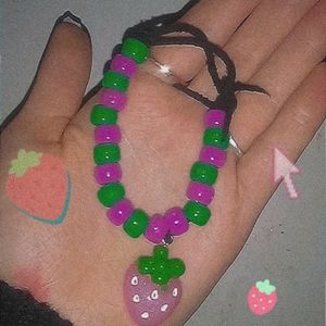 Strawberry charm kandi bracelet